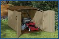 Storage building for a lawn mower